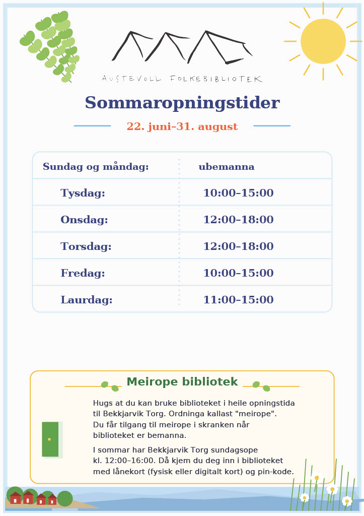 Opningstider i sommar